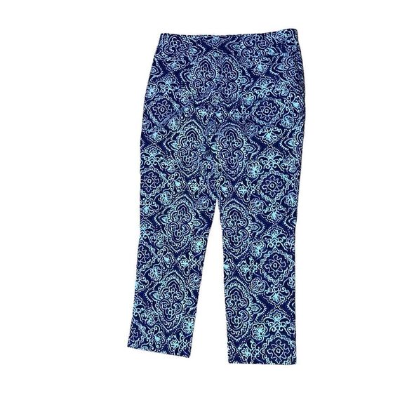 STUNNING CHICOS Chico’s So Slimming Turquoise/Royal Blue Geometric Pants  Size 0 - Picture 1 of 7